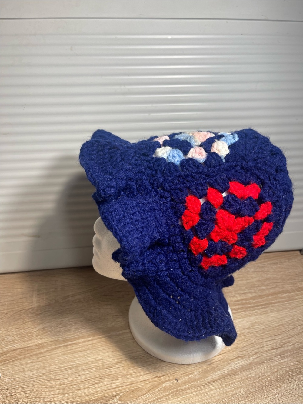 Retro  Navy Crochet  bucket Hat